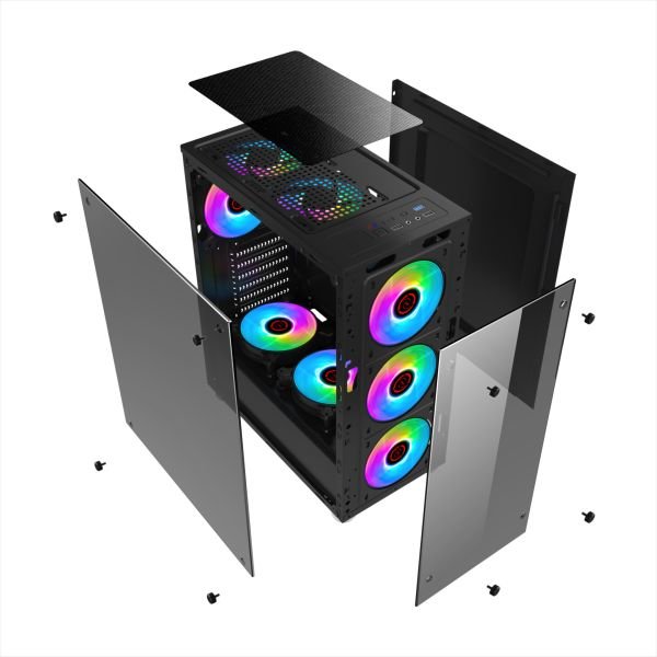 Nw 09-09-01 Temperli RGB 4 Sıralı Fan (Psu Yok) Atx Kasa
