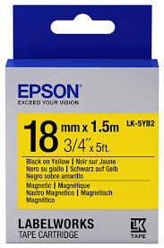Epson LK-5YB2 Mıknatıslı Siyah Üzeri Sarı 18MM 1,5Metre Etiket