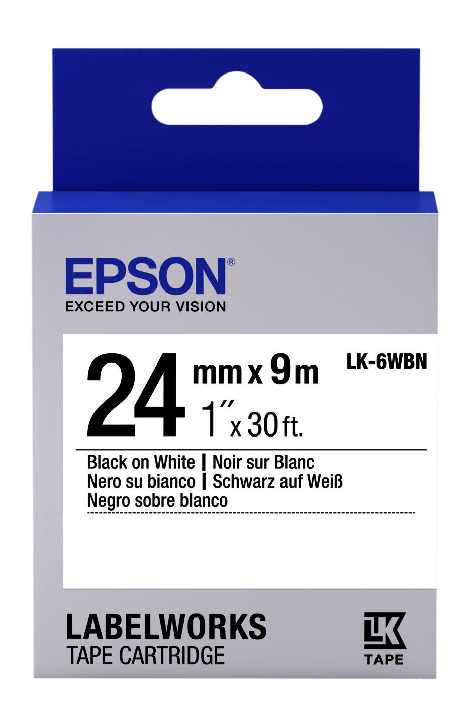 Epson LK-6WBVS Siyah Üzeri Beyaz 24MM 8Metre Etiket