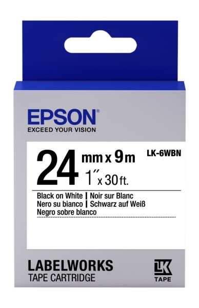 Epson LK-6WBVS Siyah Üzeri Beyaz 24MM 8Metre Etiket