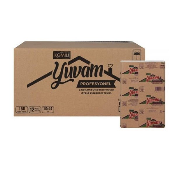Komili 20x24 cm 12 li Yuvam Professional Z Katlama Dispenser Havlu Kağıt