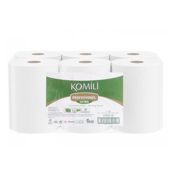 Komili 68 mt 6 Rulo 2 Katlı Profesional Ultra Mini Hareketli Havlu Kağıt