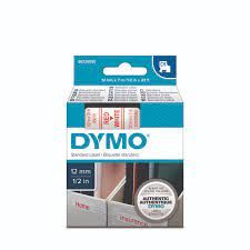 DYMO S0720550 D1 Yedek Şerit, 12 mm x 7 mt, Beyaz- Kırmızı (45015)