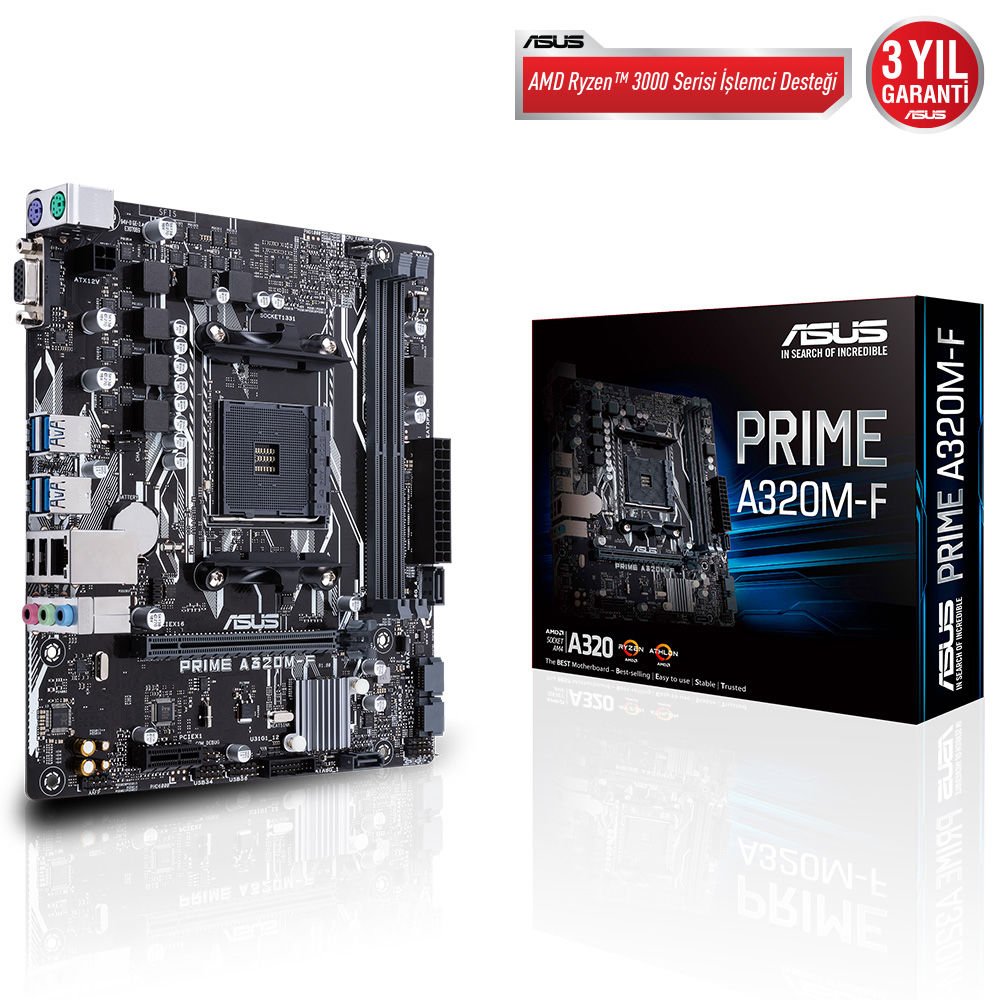 Asus Prime A320M-F AMD AM4 32GB DDR4 3200MHz Vga mATX Anakart