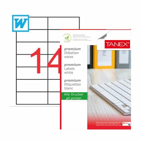 Tanex TW-2712 105x42,69mm 100 lü Lazer Etiketi