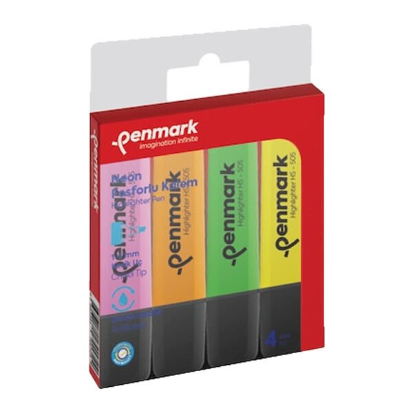 Penmark HS505-4N 4 lü Karışık Neon Fosforlu Kalem