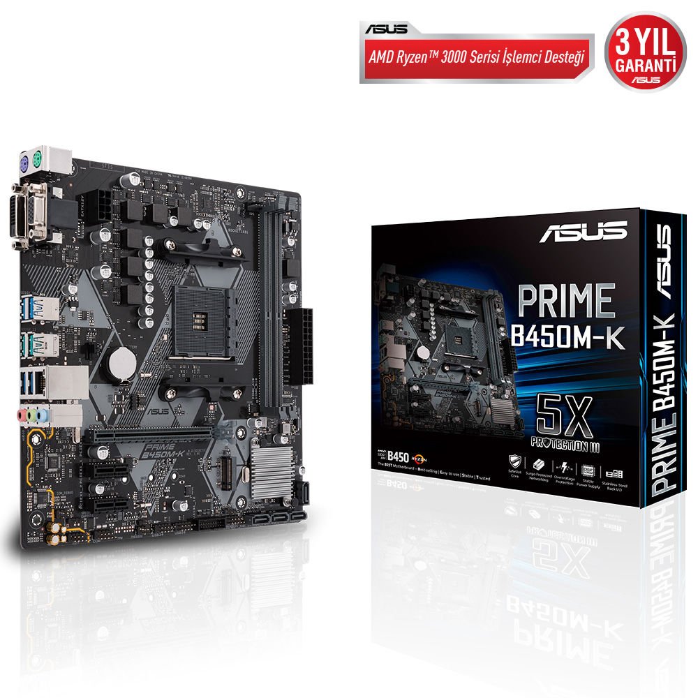 Asus Prime B450M-K S-L-V Ddr4 Dvı Usb3,1 Am4 Anakart