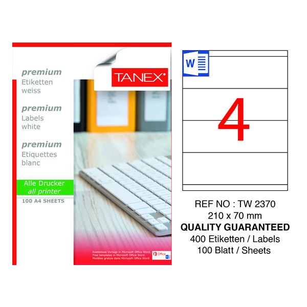 Tanex TW-2370 210x70mm 100 lü Lazer Etiketi