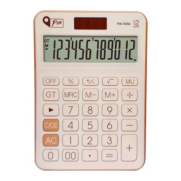 Pin 100G 12 Hane Altın Rengi Masaüstü Hesap Makinesi