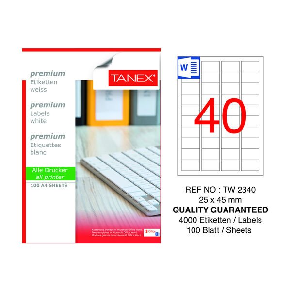 Tanex TW-2340 25x45mm 100 lü Lazer Etiketi