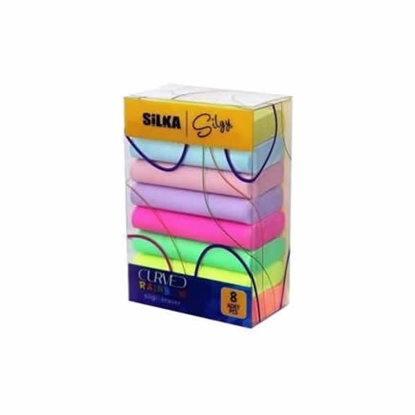 Silka Art 51 Curved Rainbow 8 li Neon Pastel Silgi