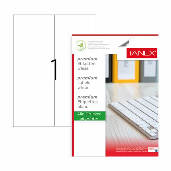 Tanex TW-2297 105x297mm 100 lü Lazer Etiketi