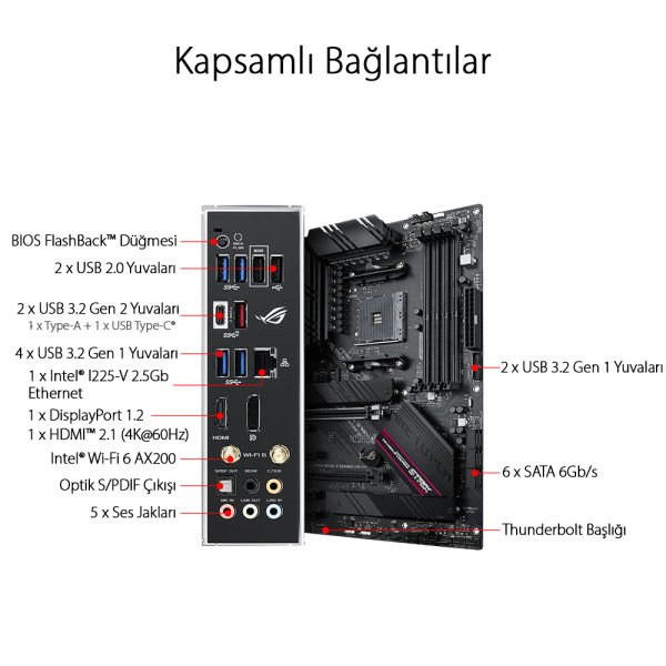 Asus Rog Strix B550-F Gaming (WI-FI) AMD AM4 3.Nesil DDR4 DP HDMI Anakart