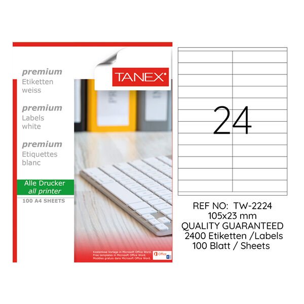 Tanex TW-2224 105x23mm 100 lü Lazer Etiketi