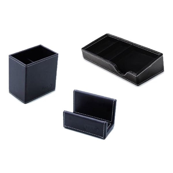 Mas 3 lü Kahverengi Suni Deri Masa Üstü Seti