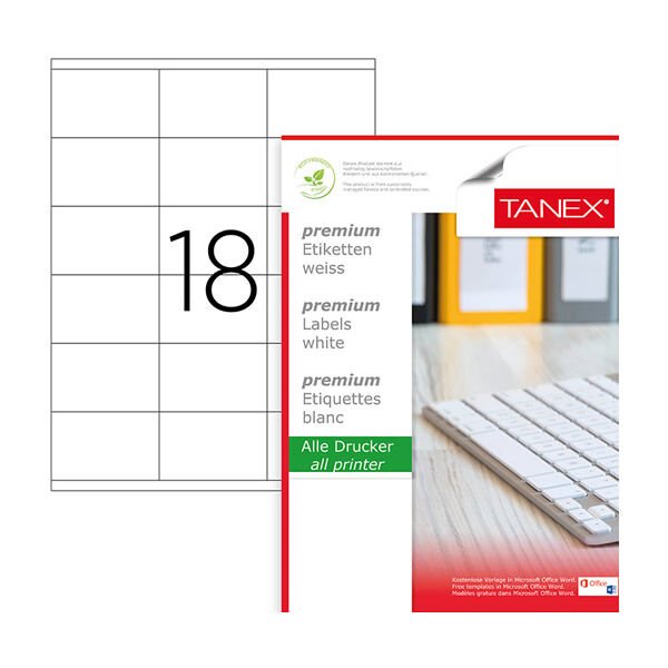 Tanex TW-2218 70x46mm 100 lü Lazer Etiketi