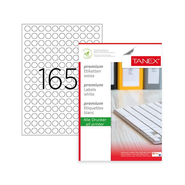 Tanex Tw-2215 15 mm 100 lü Sarı Laser Etiket