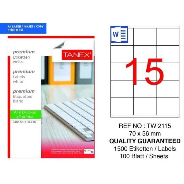 Tanex Tw-2215 15 mm 100 lü Yeşil Lazer Etiket