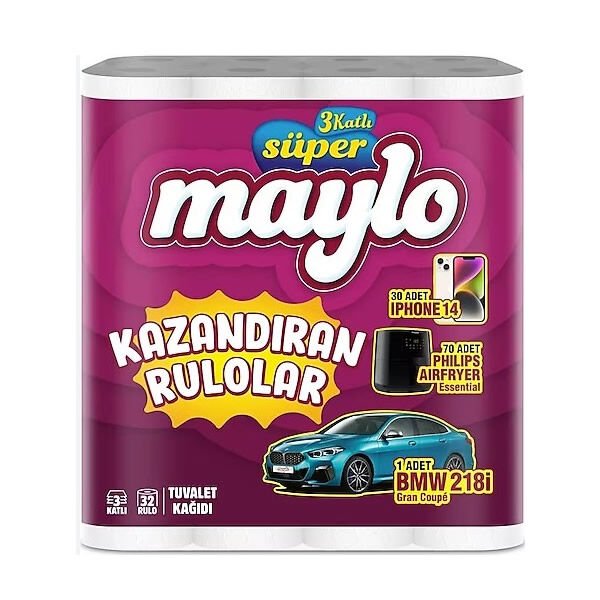 Maylo 3 Katlı 32 li Kazandıran Rulolar Tuvalet Kağıdı