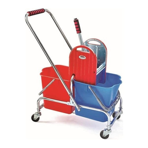 Flora FT900 Temizlik Arabası Çift Kova+Krom Şase+Krom Sıkıcı