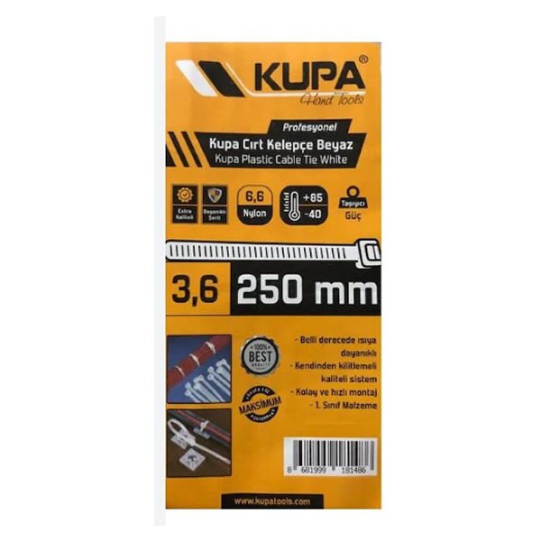 Kupa 100 lü 3,6x250 Cırt Beyaz Kelepçe