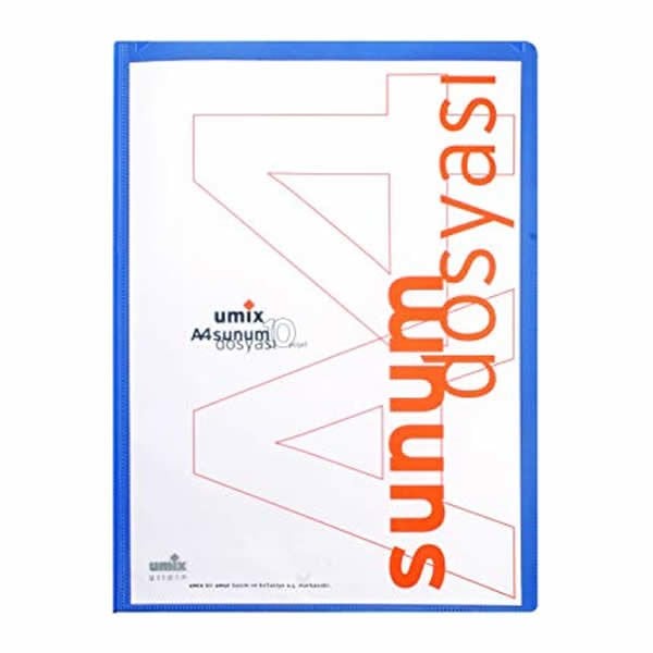 Umix U1101P Önden Cepli A4 10 Yaprak Mavi Sunum Dosyası