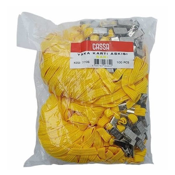 Cassa 100 lü Sarı Metal Maşalı Boyun Askı İpi