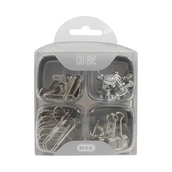 Mas 1330 Cubbie Premium Silver 4 lü Pvc Kutu Masaseti Harita Çivisi