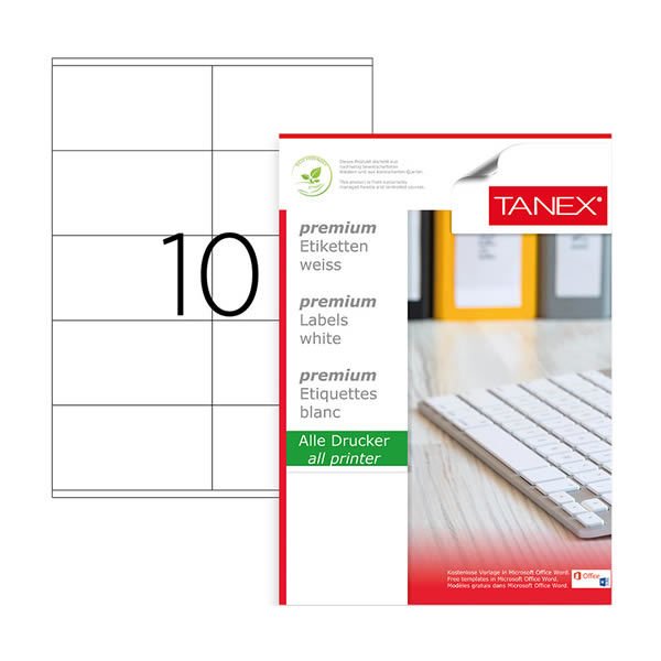 Tanex TW-2610 105x57mm 100 lü Lazer Etiketi