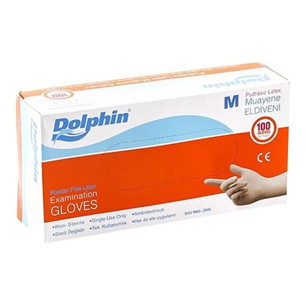 Dolphin 100 lü M Latex Pudrasız Eldiven