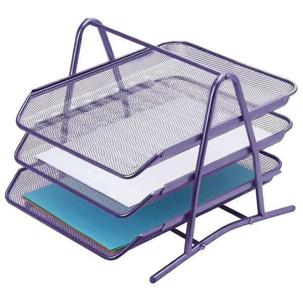 Inox 3905 3 lü File Mor Metal Evrak Rafı