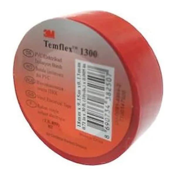 3M Temflex 1300E 18mmX10mt Kırmızı İzole Bant