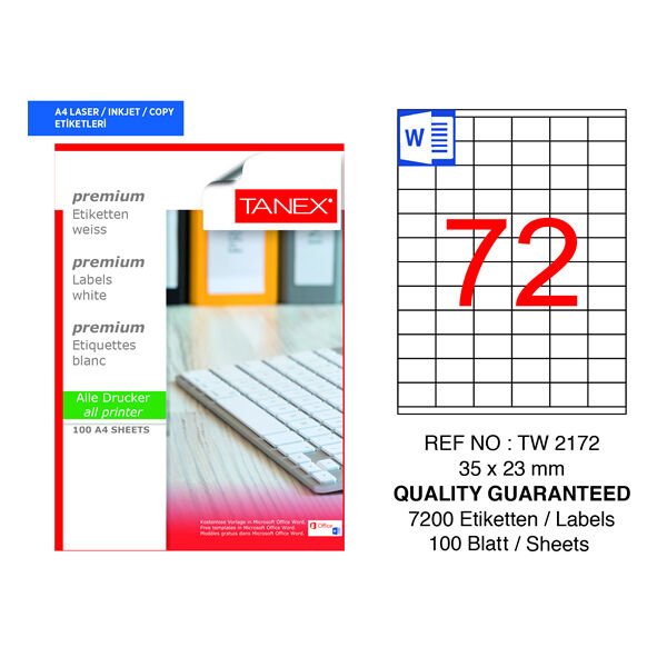 Tanex TW-2172 35x23mm 100 lü Lazer Etiket