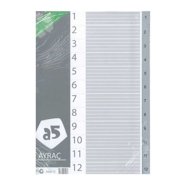 A5 3008-12 1-12 Rakamlı PP A4 Ayraç
