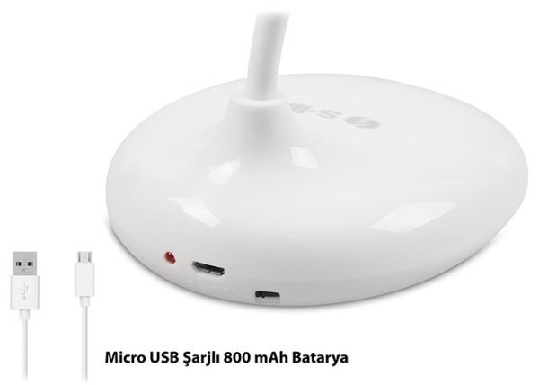 S-link SL-8725 Beyaz 14 LED Şarjlı 500mAh Taşınabilir Masa Lambası