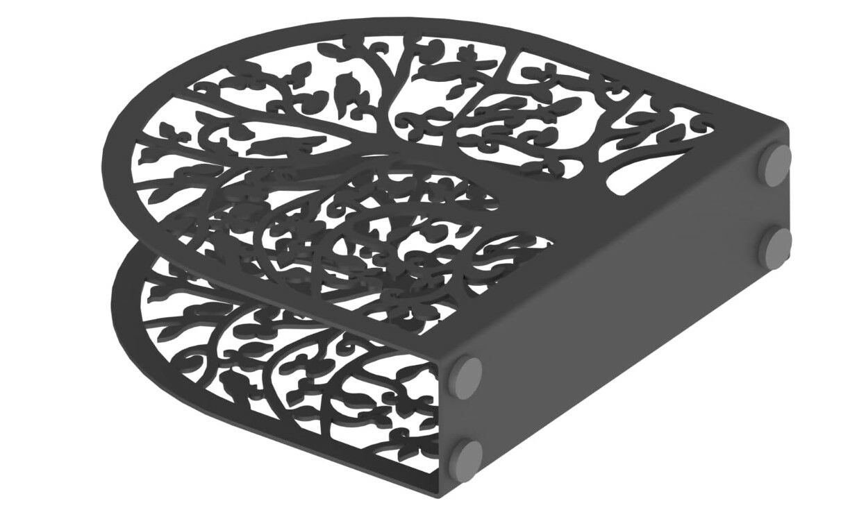 Peçetelik Ağaç ve Kuş Tasarımı Metal Peçetelik