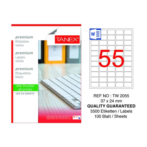Tanex TW-2055 37x24 Mm 100 lü Lazer Etiketi