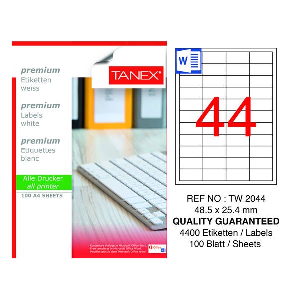 Tanex TW-2044 48,5x25,4mm 100 lü Lazer Etiketi