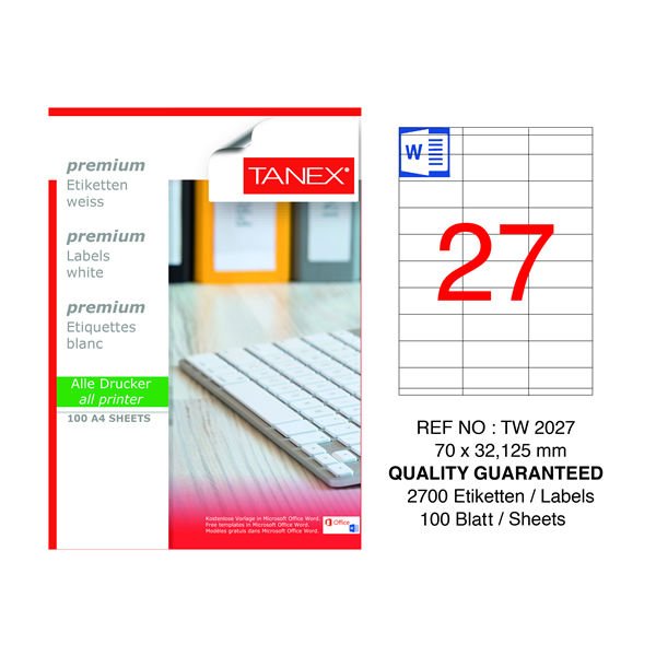 Tanex TW-2027 70x32mm100 lü Lazer Etiketi
