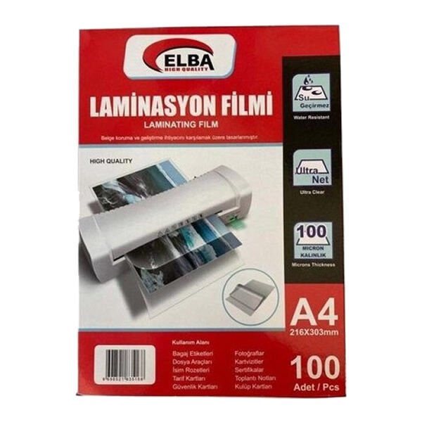 Elba A4 100 Mic 100 lü Laminasyon Filmi
