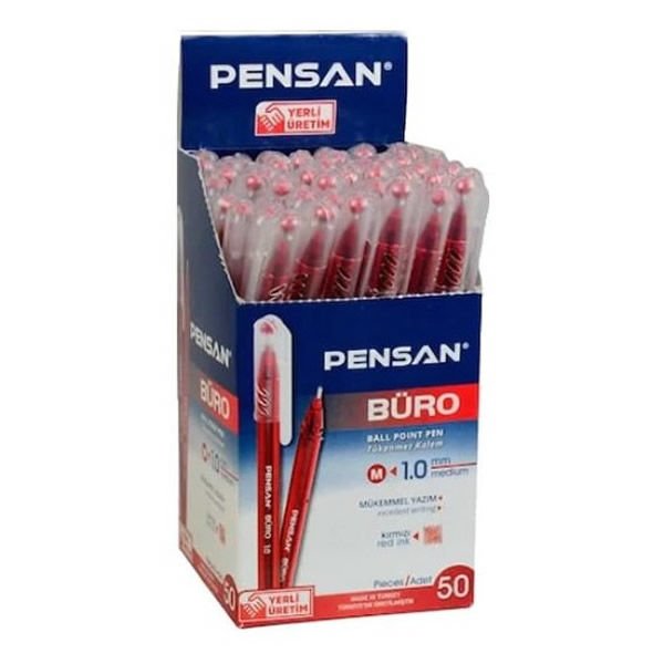 Pensan 2270 50 li 1 mm Kırmızı Büro Tükenmez Kalem