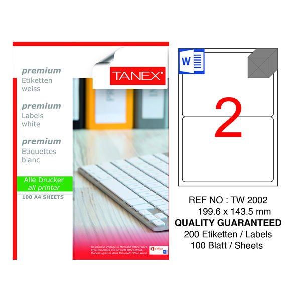 Tanex TW-2002 199,6X143,5mm 100 lü Lazer Etiket