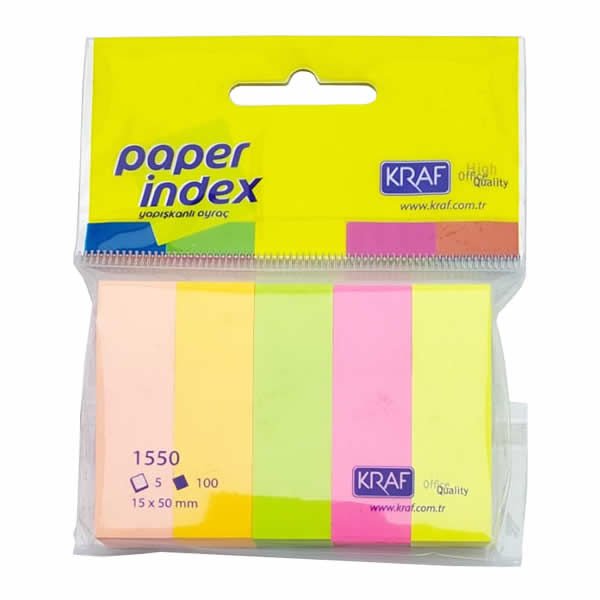 Kraf 1550 15x30 100 Sayfa 5 Renk Index Not Kağıdı