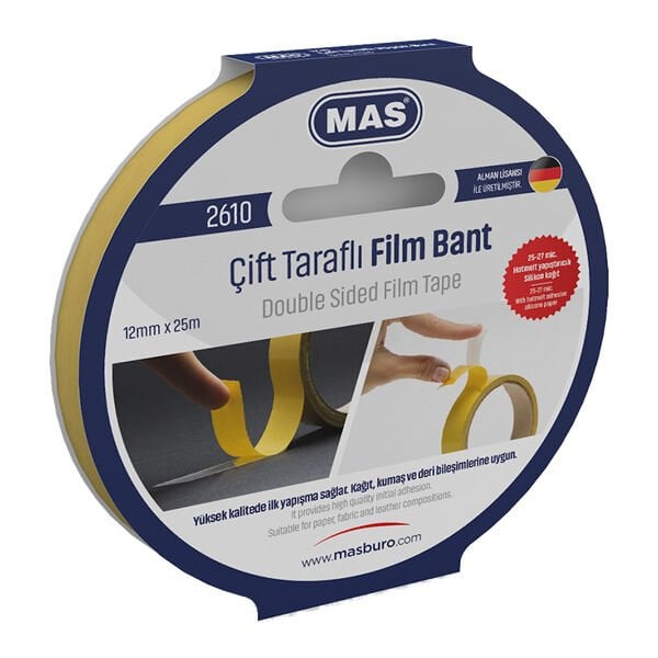 Mas 2610 12 mmX25mt Çift Taraflı Bant
