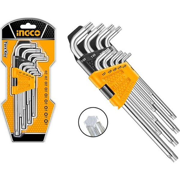 Ingco 9 lu T10-T50 Uzun Torx Anahtar Seti