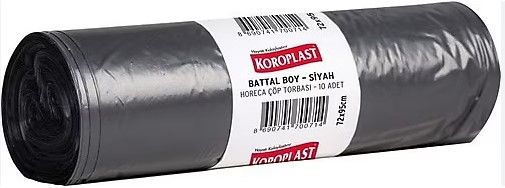 Koroplast 72x95 cm 10 lu Horeca Battal Boy Siyah Çöp Poşeti