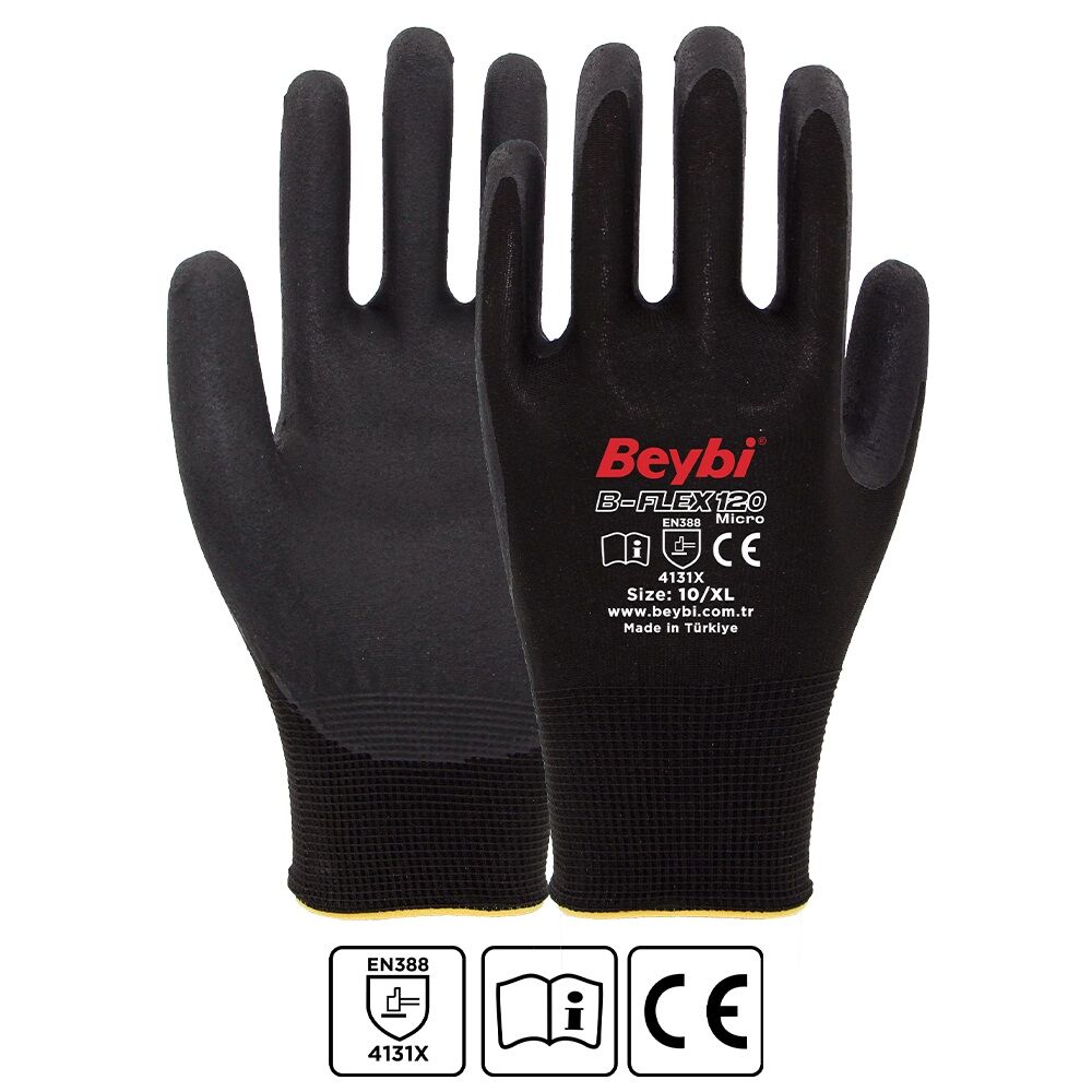 Beybi B-Flex 120 No:10  Micro Köpük Nitril Kaplı Eldiven