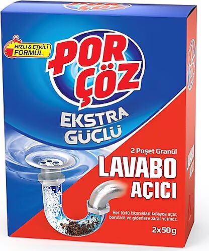 Porçöz Ekstra Güçlü Granül Lavabo Açıcı 2x50gr