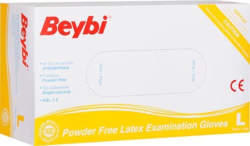 Beybi Lateks Pudrasız (L) Beden Muayene Eldiveni
