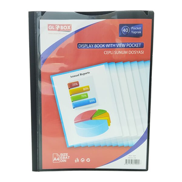 Globox 1599 40 Yaprak Siyah Cepli Sunum Dosyası